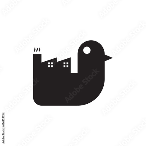 chicken factory logo icon design simple.