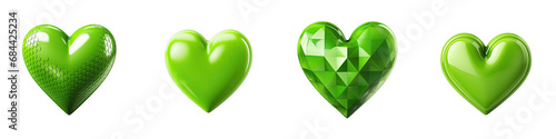 Holiday bright green heart Hyperrealistic Highly Detailed Isolated On Transparent Background Png File