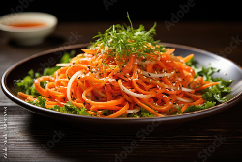 Korean salad dish made from thinly sliced carrots
