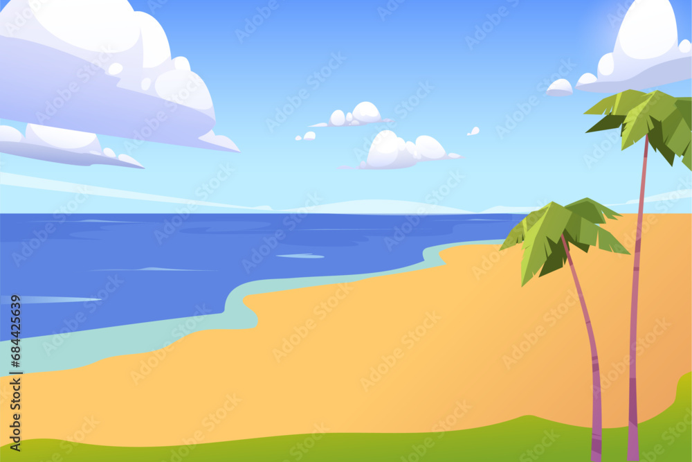 Flat summer beach landscape background