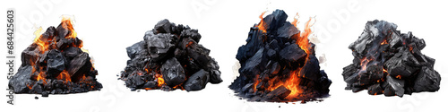 Hot coal pieces fire Hyperrealistic Highly Detailed Isolated On Transparent Background Png File