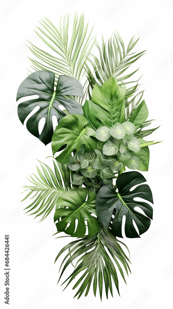Green leaves of tropical plants bush