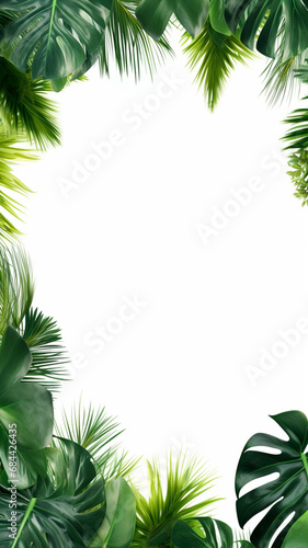 Frame made of fresh green tropical leaves decor