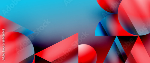 Captivating abstract backdrop composed of interlocking triangles and circles, forming an intriguing dance of shapes and patterns that exude both elegance and modernity