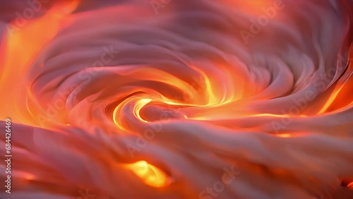 Closeup swirling vortex within fire tornado, creating lowfrequency humming sound more oxygen fuel flames. photo