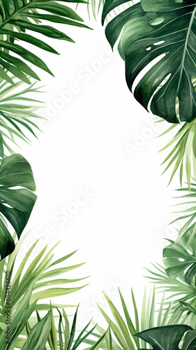 summer tropical leaf frame Tropical palm leaves background