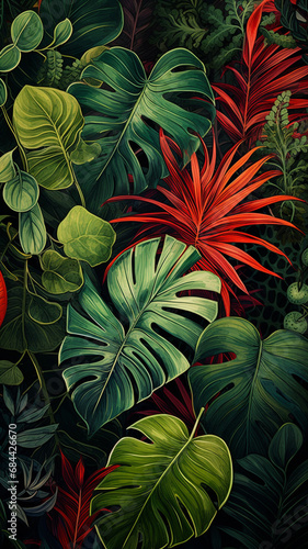Wallpaper Mural various tropical leaves design Torontodigital.ca