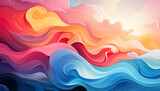 3d rendering of abstract colorful background with smooth wavy lines,Generative AI