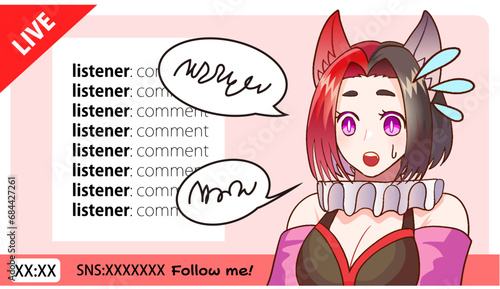 VTuberがライブ配信で話しているイラスト