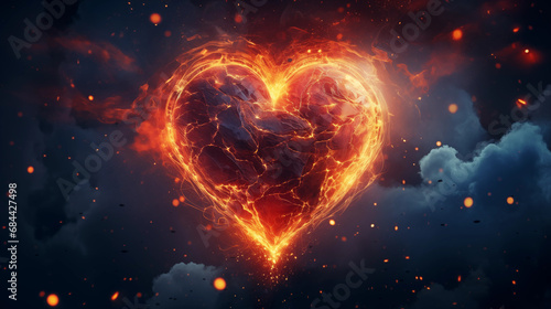 fiery heart  fire  heart  love  separation  broken heart 
