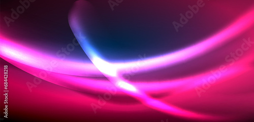 Dynamic waves in ethereal glow of neon lights. Concept merges fluidity of motion with vibrant allure of neon, crafting entrancing backdrop that embodies both vitality and futuristic sophistication