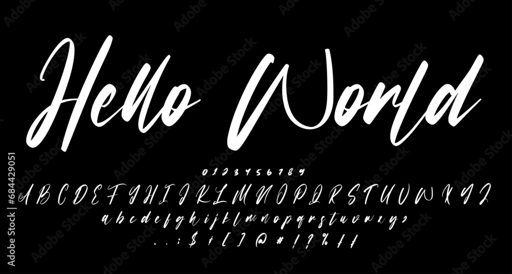 hello world handwritten script sign font script vector lettering. typography. Motivational quote. Calligraphy postcard poster graphic design lettering element - obrazy, fototapety, plakaty 