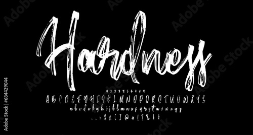 hardness Brush script sign font script vector lettering. typography. Motivational quote. Calligraphy postcard poster graphic design lettering element
