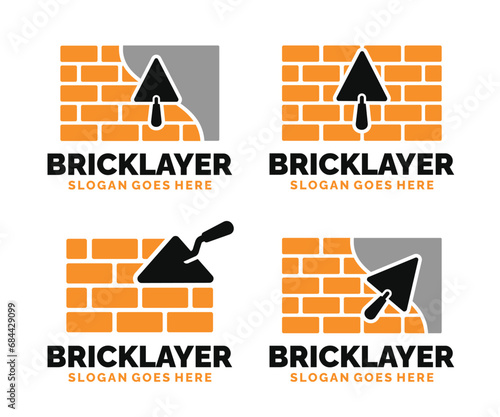 Bricklayer logo set design vector illustration