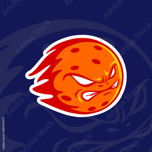 Pickleball mascot illustration with angry and sporty face  (ID: 684429479)