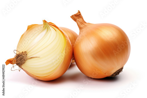 Onion golden bulbs on white background