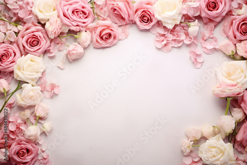 pink roses border for Valentine day,Generated By Ai  © jatuporn_apple