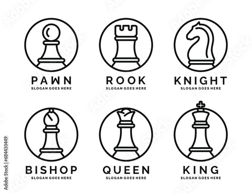 Chess logo set design vector illustration