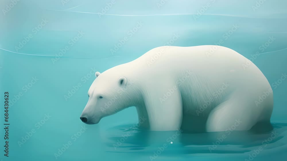 A powerful polar bear swimming through icy waters. Cute creature. . A powerful polar bear swimming through icy waters. Cute creature. .