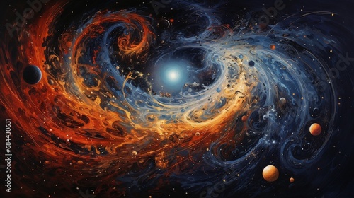 Wallpaper Mural An abstract representation of time and space, featuring swirling galaxies, cosmic dust, and celestial bodies in a mesmerizing cosmic dance. Torontodigital.ca
