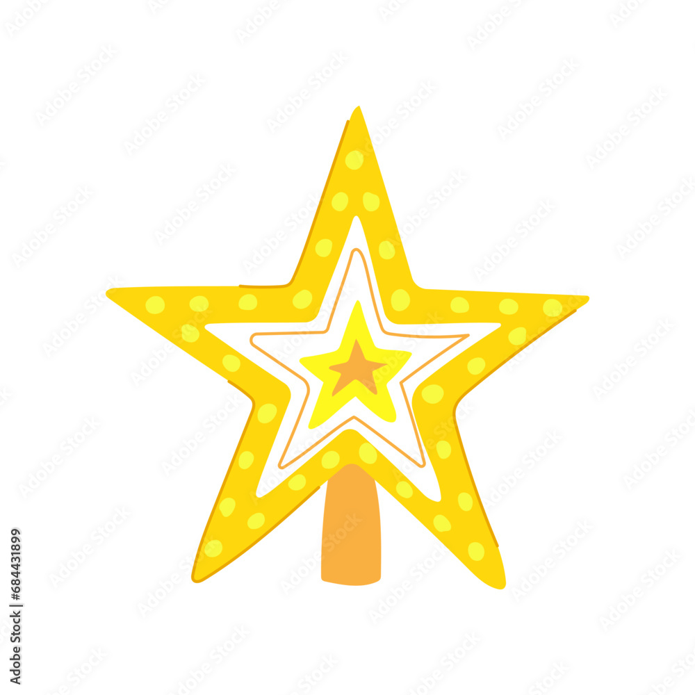Obraz premium ornament christmas star cartoon. merry festive, bright night, golden glitter ornament christmas star sign. isolated symbol vector illustration