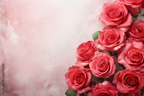 pink roses on a wooden background for Valentine day Generated By Ai 