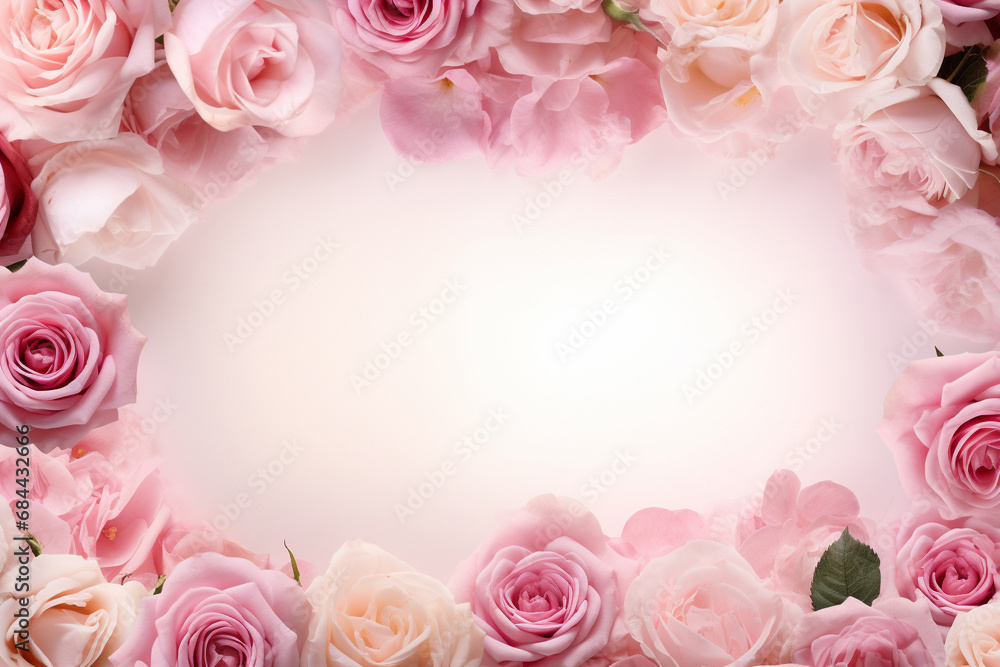 pink roses frame for Valentine day,Generated By Ai
