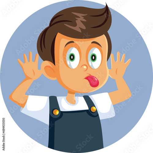 Naughty Boy Acting like a Brat Vector Cartoon Character. Annoying kid feeling bratty and spoiled acting out 
