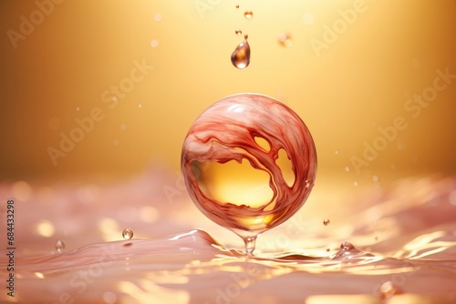 A glass ball with a liquid inside of it. Generative AI.