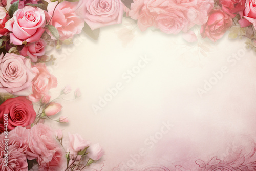 pink roses on a white background for Valentine day,Generated By Ai
