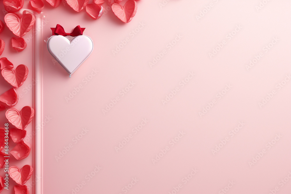 pink background with hearts for valentine day,Generated By Ai