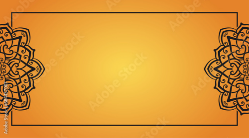 yellow background, with ornamental mandala
