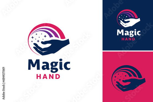 Magic hand logo design. conveys a logo with a mystical hand motif. This versatile asset suits businesses seeking a captivating and enchanting brand image. Ideal for entertainment, spiritual