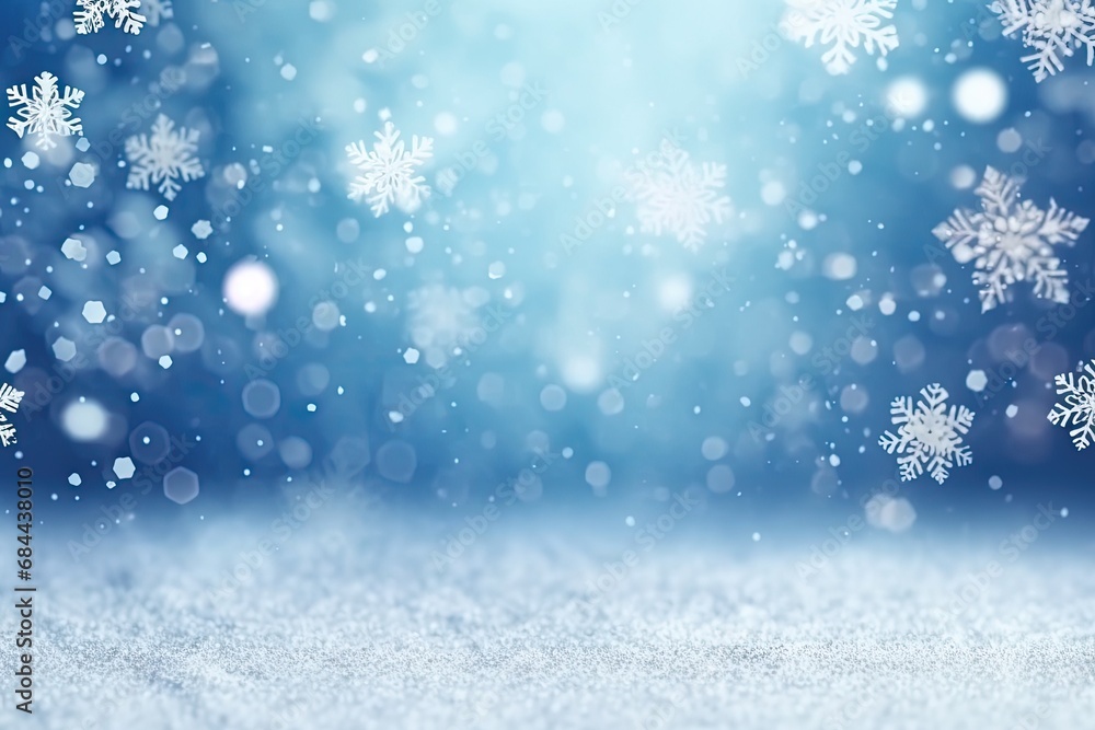 Naklejka premium Winter christmas background with snow and snowflake, Generative AI