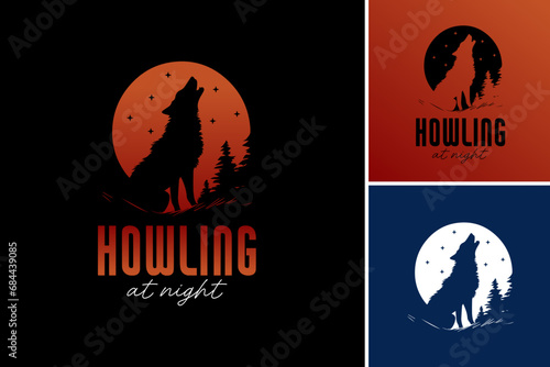 Howling at night by theretofore is a captivating and haunting illustration depicting a wolf howling under the moon. It's perfect for Halloween designs, posters, and dark-themed projects. photo