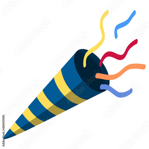 Trumpet Confetti Vector Illustration Icon