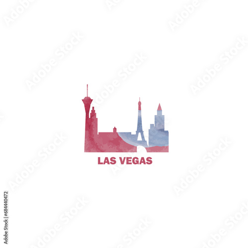 Canvas Print Las Vegas city US watercolor cityscape skyline panorama vector flat modern logo icon