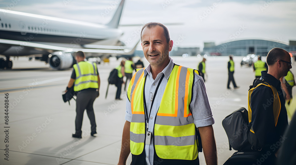 employee and staff working on the airport preparing the flight employee and staff working on the airport preparing the flight