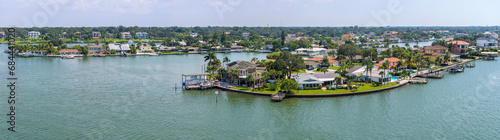 Seaside Florida - A panoramic overview of a seaside community on a sunny Summer day. Harbor Bluffs, Florida, USA.