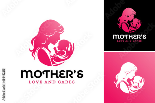 Mother's love and care logo design conveys a nurturing and affectionate concept. Suitable for childcare, parenting, maternity services, and family-oriented businesses