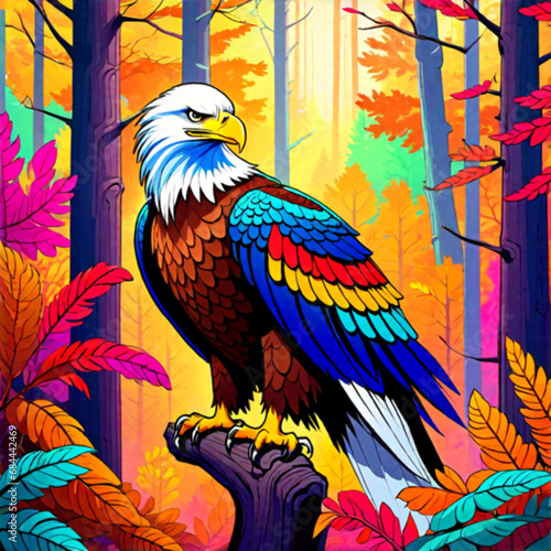 Wallpaper Mural An eagle with a colorful wing sitting on a tree Torontodigital.ca