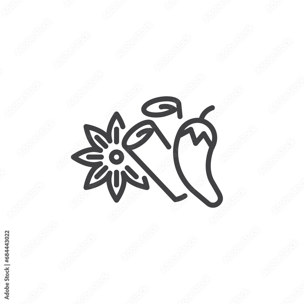 Culinary spices line icon Culinary spices line icon