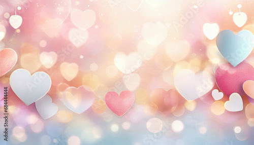 Valentine day background with glowing hearts photo
