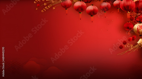 red christmas background with snowflakes empty red background with decorations of chinese new year
