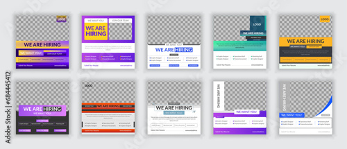 A set of We are hiring job vacancy social media post or square web banner template Mega Bundle design