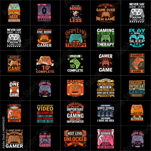 collection of Mega Gaming T-shirt Design Bundle, Gamer T-shirt Design Set