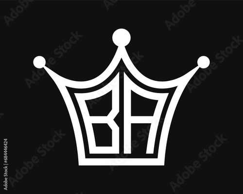 Crown shape BA letter logo design vector art
