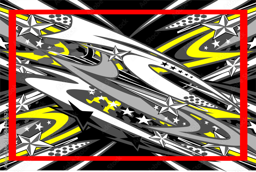 vector abstract racing background design with a unique line pattern and a combination of bright colors such as yellow and grayscale