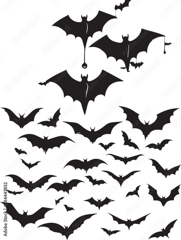 Naklejka premium Flying bats group isolated on white background.