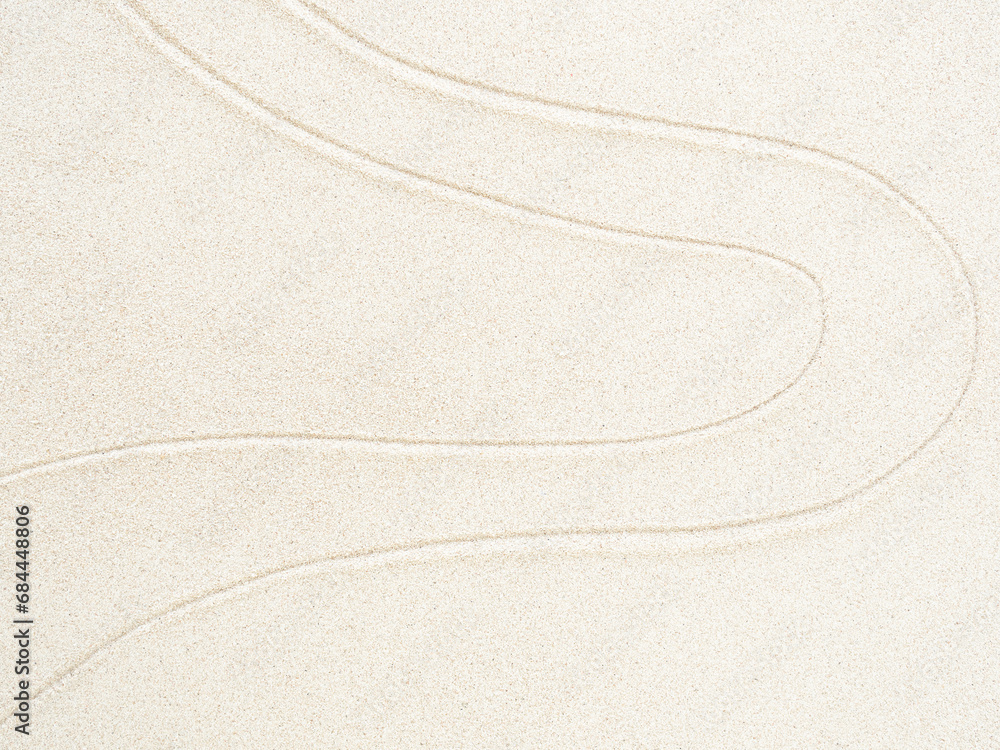 Zen Garden White Sand Background Pattern Texture Line Japanese Wave Abstract Nature Spa Balance Concept for wellness Spirituality Buddhism Relax wellnes Meditaiton Lifestyle Japan Purity Calm. - obrazy, fototapety, plakaty 